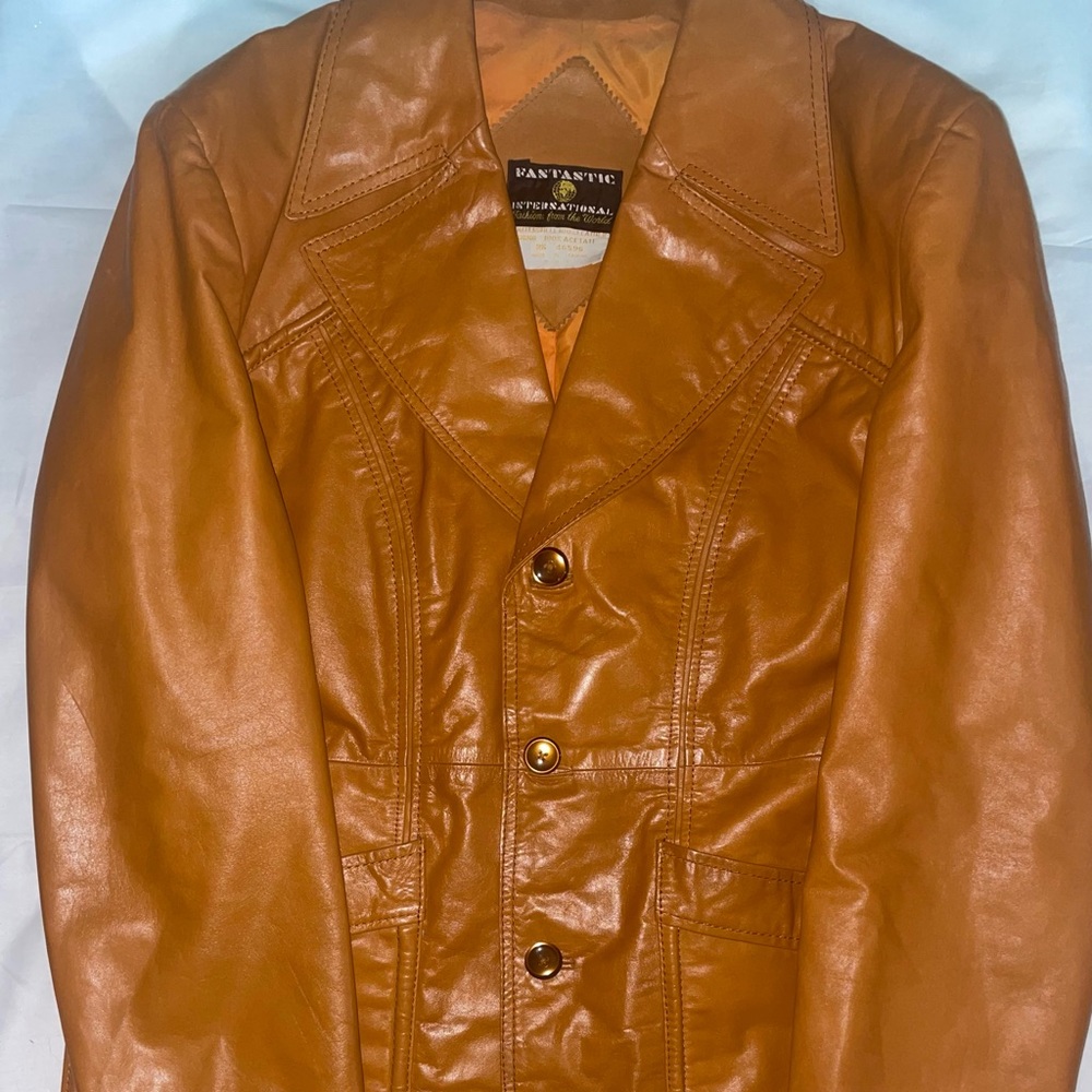 vintage orange leather blazer